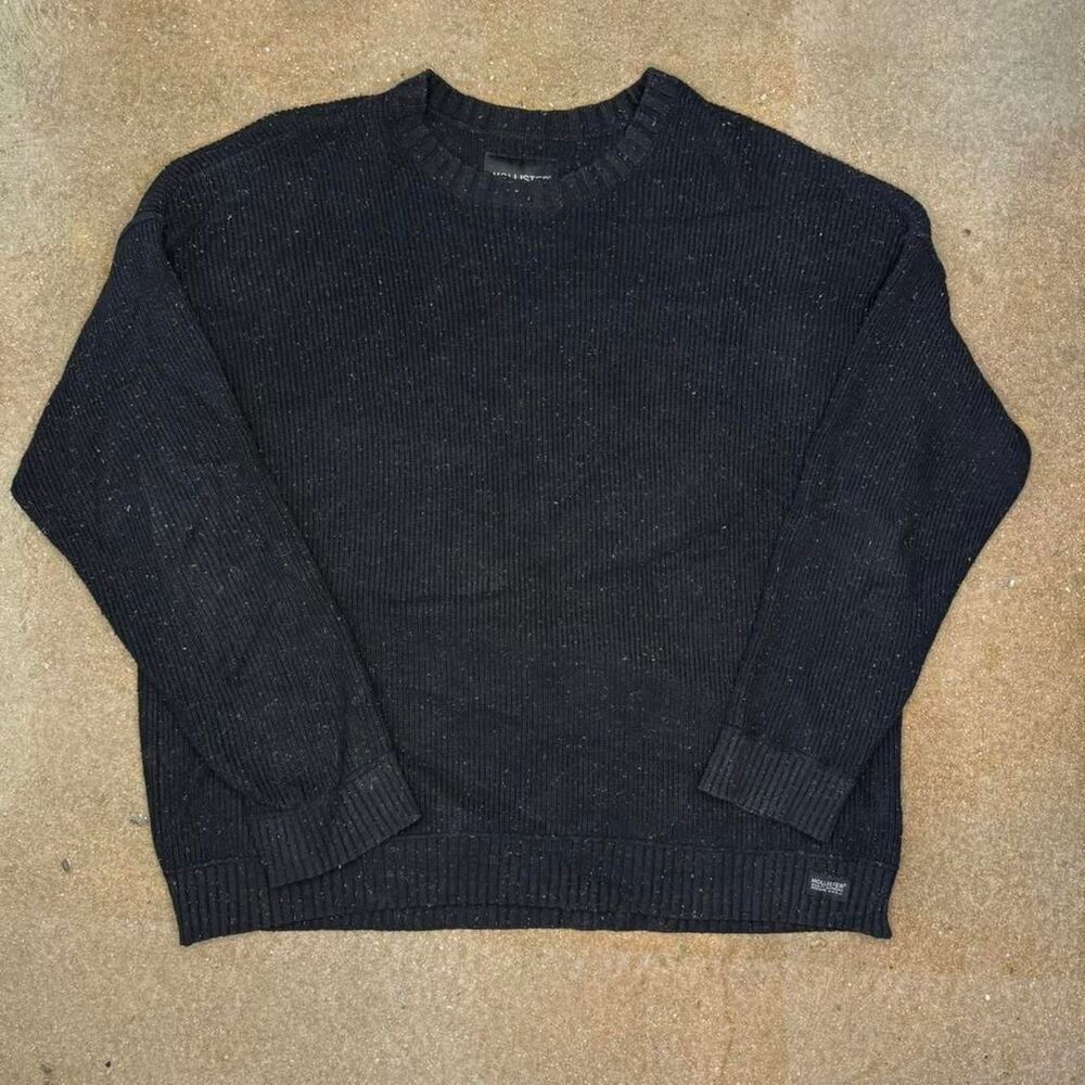Hollister Oversized Knit‎ Sweater XL Black Speckled Crewneck